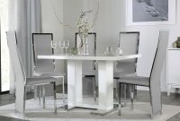 Joule White High Gloss Dining Table With 4 Celeste Light Grey Leather Chairs with proportions 2000 X 1240