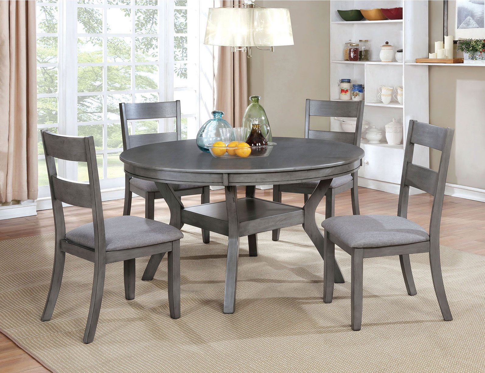 Juniper Transitional Grey 5 Piece Round Dining Set pertaining to proportions 1594 X 1229