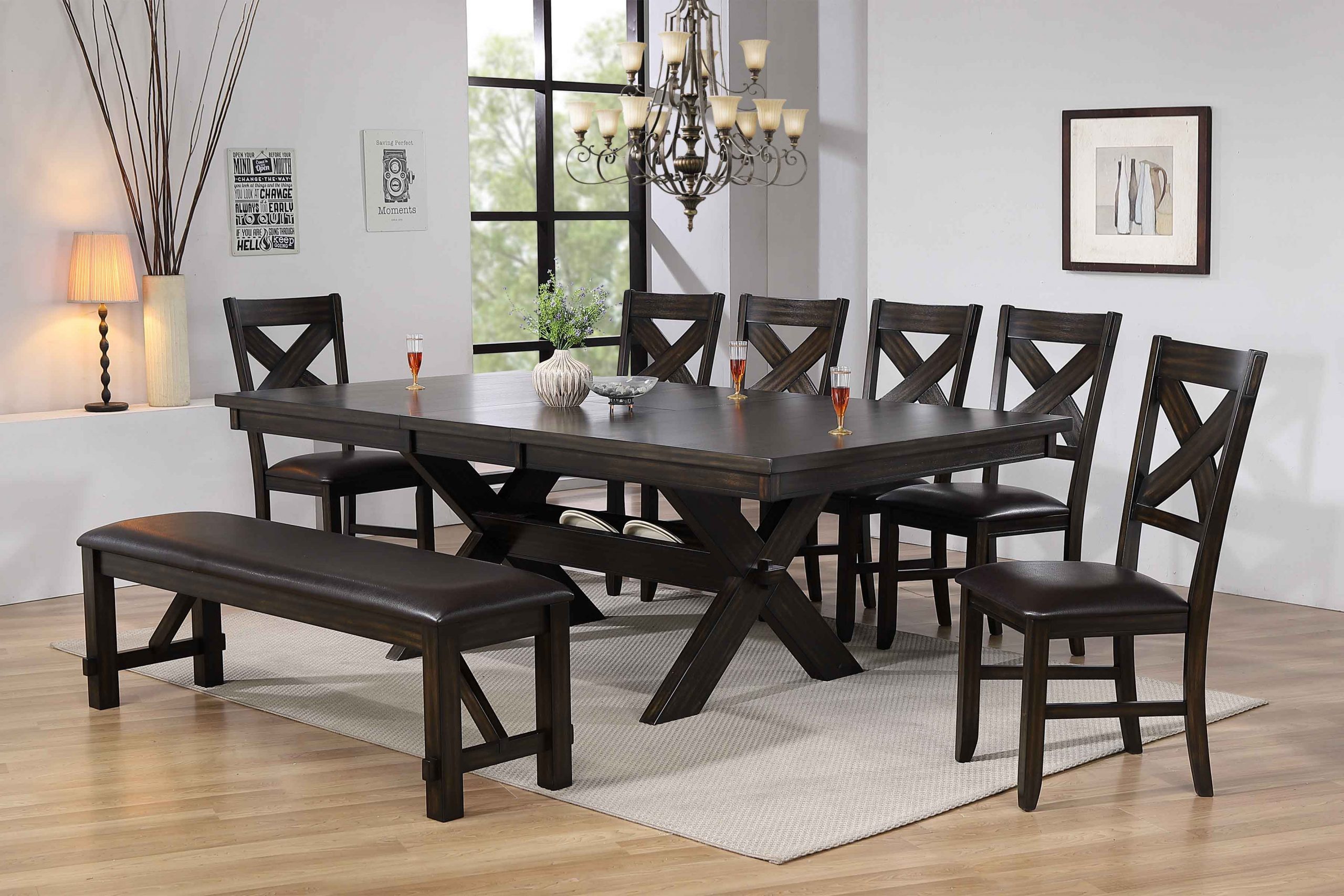 Kelly 8pc Dining Table With 6 Chairs Bench Set Furniture for sizing 3600 X 2400