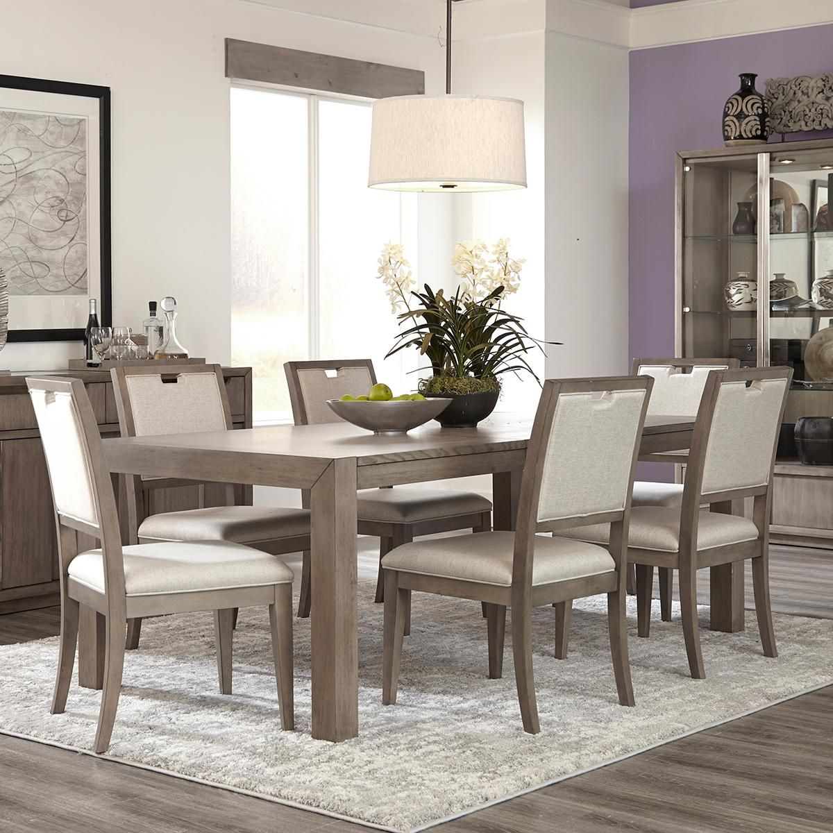 Klaussner Melbourne 7 Piece Dining Set In Soft Grey Dining throughout size 1200 X 1200