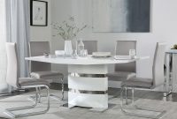 Komoro White High Gloss Dining Table With 6 Perth Light Grey Leather Chairs with sizing 2000 X 1242