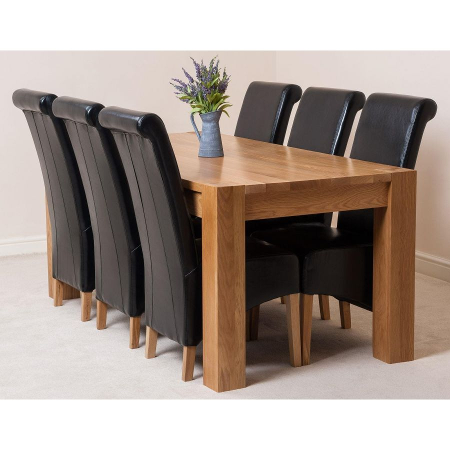 Kuba Oak Dining Table With 6 Black Montana Leather Chairs throughout dimensions 900 X 900