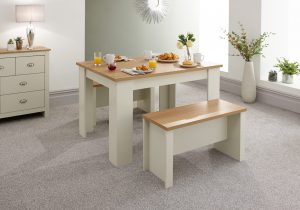 Lancaster Dining Table Benches Set 120cm Cream with dimensions 3400 X 2381