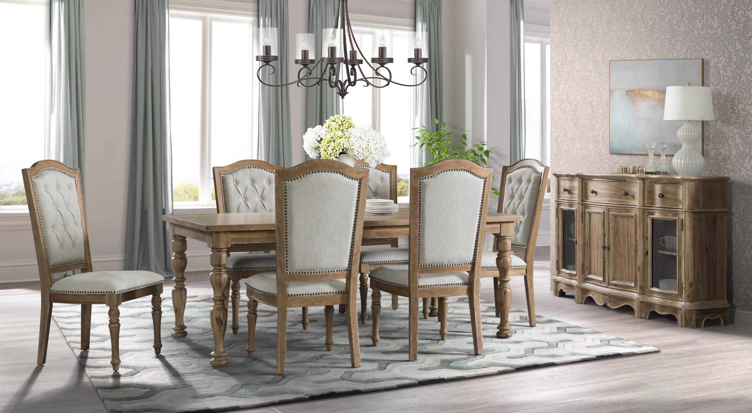 Lane Furniture Urban Charm Wheat 7pc Dining Table Set With Upholstered Chair for dimensions 7966 X 4377