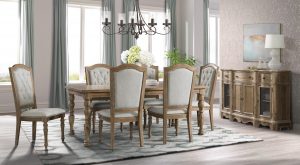 Lane Furniture Urban Charm Wheat 7pc Dining Table Set With Upholstered Chair regarding proportions 7966 X 4377