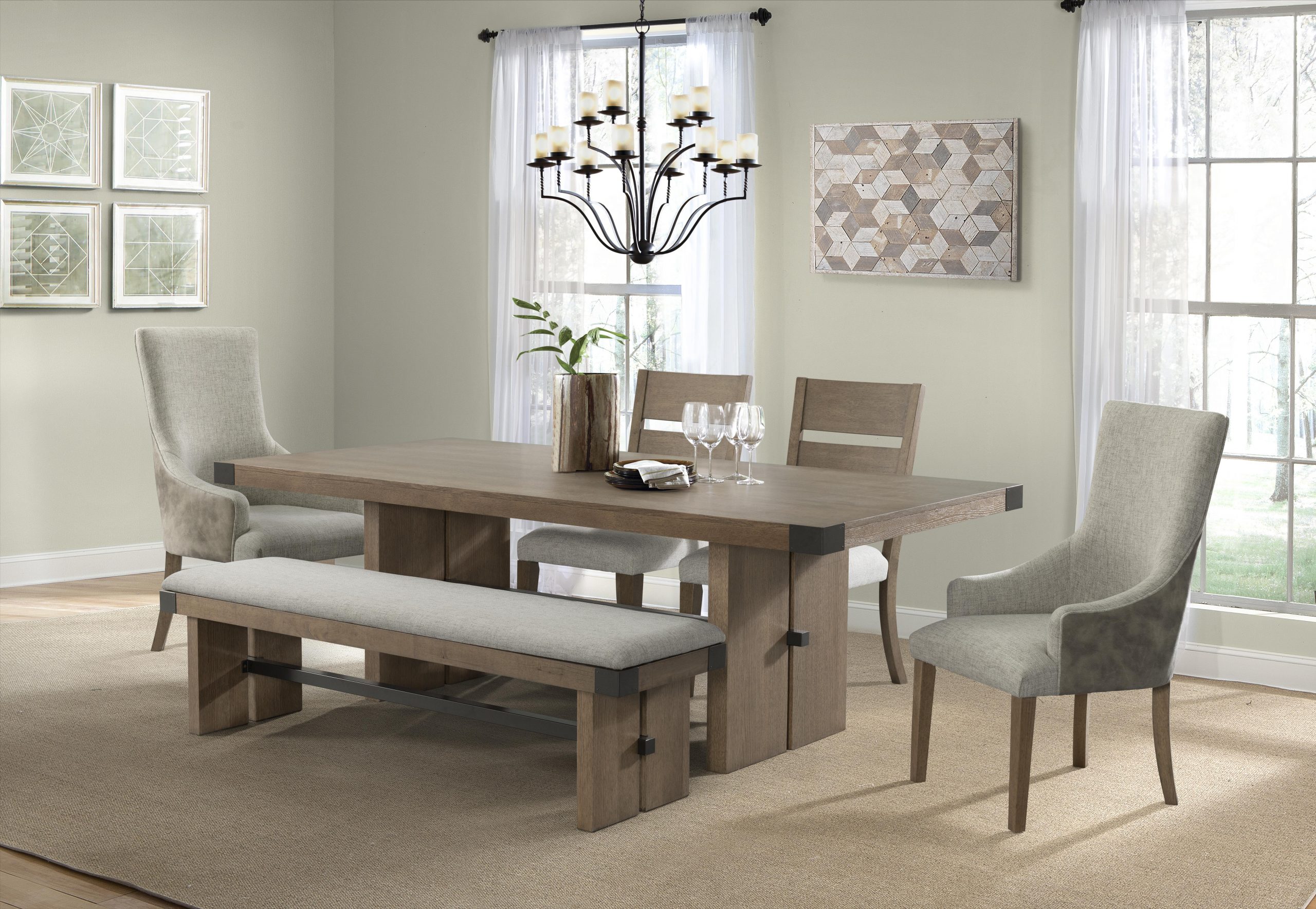 Lane Furniture Urban Swag Oak 6pc Dining Table Set with regard to measurements 6362 X 4394