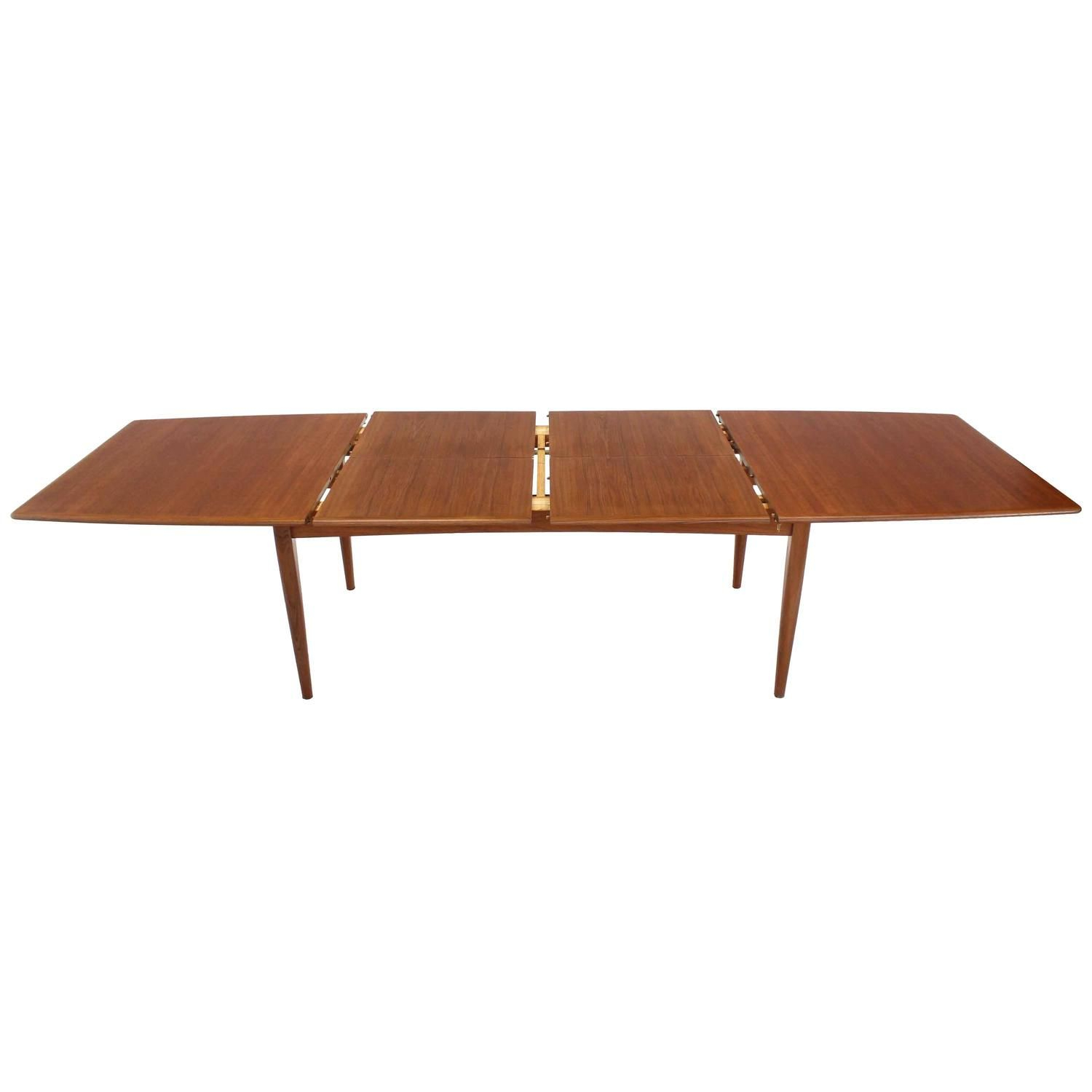 Large Danish Mid Century Modern Teak Dining Table With Two regarding size 1500 X 1500