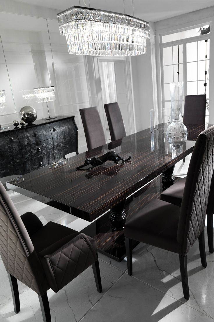 Large Ebony Dining Table Set Luxury Dining Room Dining intended for measurements 735 X 1102
