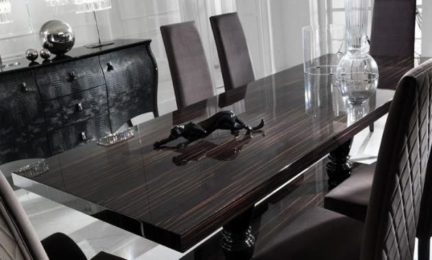 Large Ebony Dining Table Set Luxury Dining Room Dining pertaining to proportions 735 X 1102