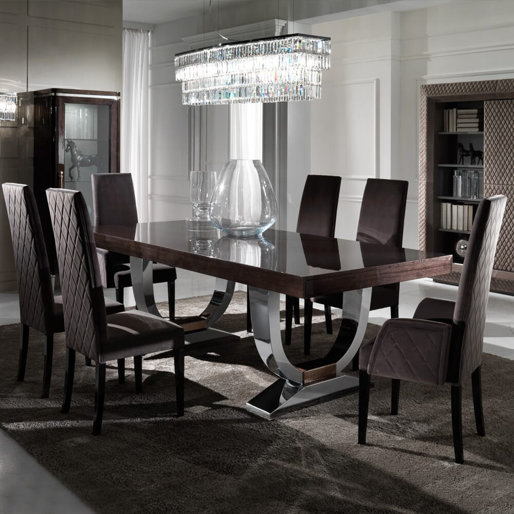 Large Modern Italian Veneered Extendable Dining Table Set with size 1000 X 1000