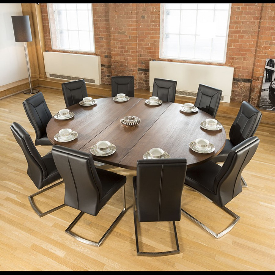 Large Oval 18 X 23m Brown Oak Dining Table 10 Vintage Black Chairs for sizing 900 X 900