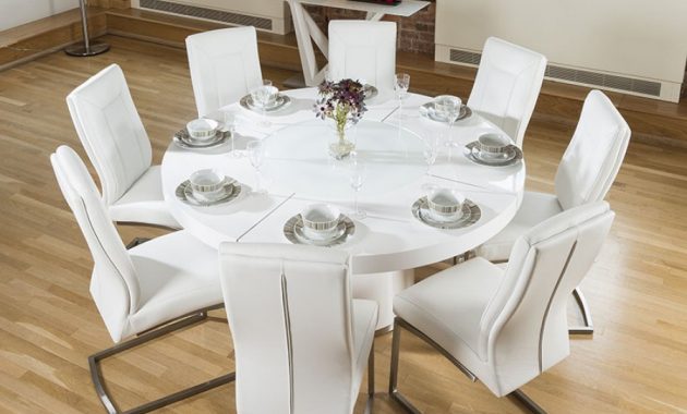 Large Round White Gloss Dining Table Lazy Susan 8 White Chairs 4110 inside size 900 X 900