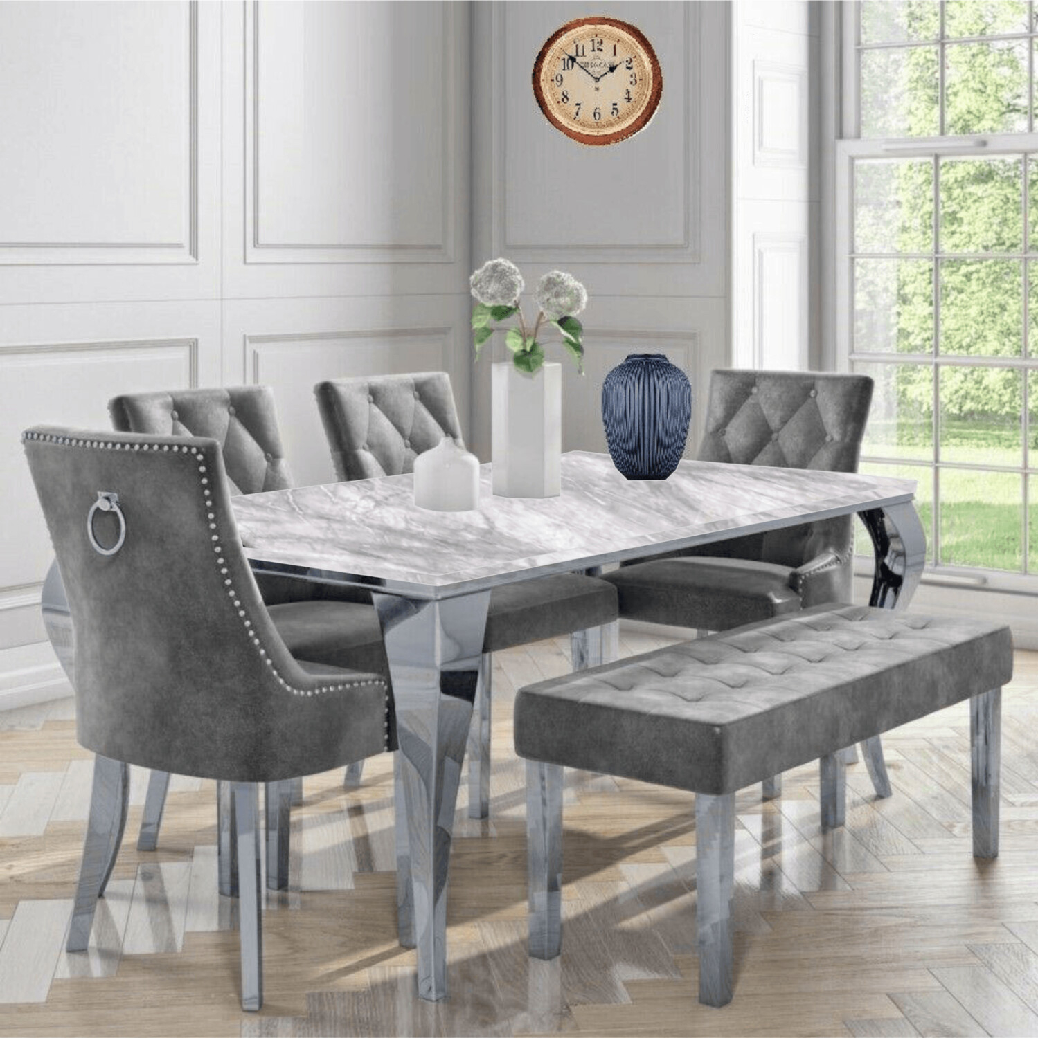 Laveda 160cm Grey Marble Dining Table Canterbury Grey Chairs intended for sizing 1499 X 1500