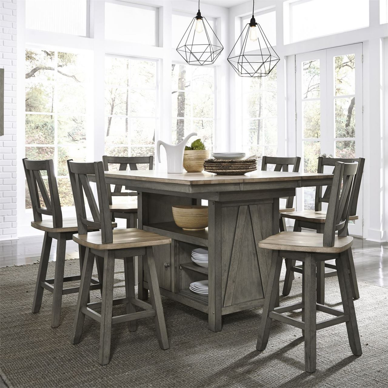 Liberty Furniture Lindsey Farm 7 Piece Gathering Dining Table Set In Gray And Sandstone Est Ship Time Is 4 Weeks Codeuniv10 For 10 Off within size 1280 X 1280