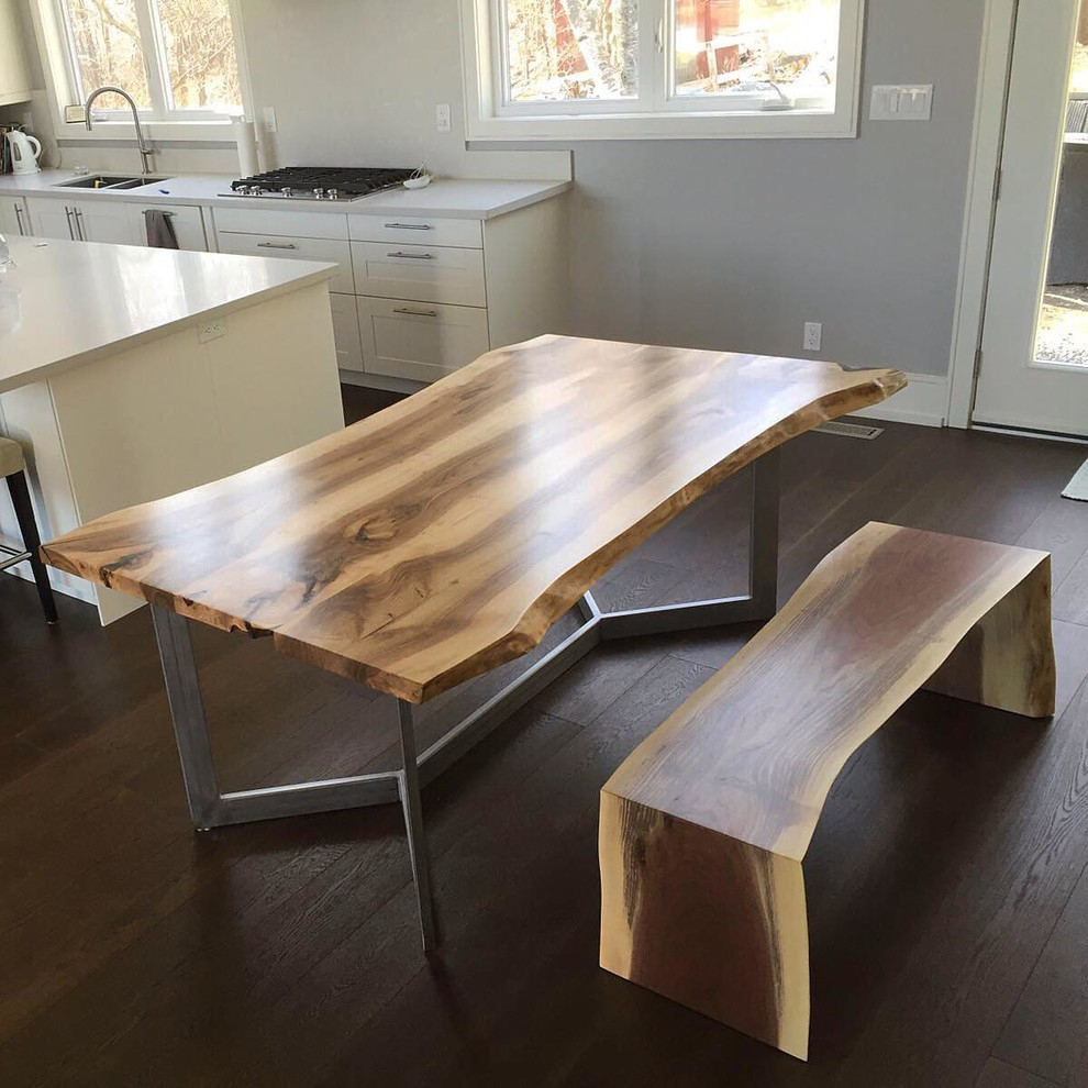 Live Edge Walnut Dining Table With A Waterfall Bench intended for size 990 X 990