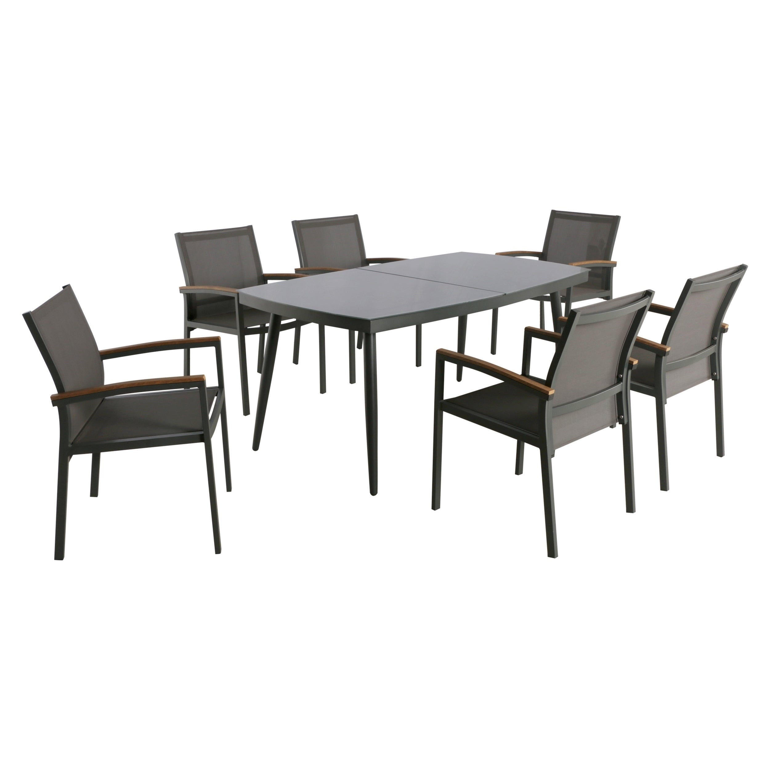 Liverpool Outdoor 7 Piece Aluminum And Mesh Dining Set With Glass Top Christopher Knight Home pertaining to measurements 2500 X 2500