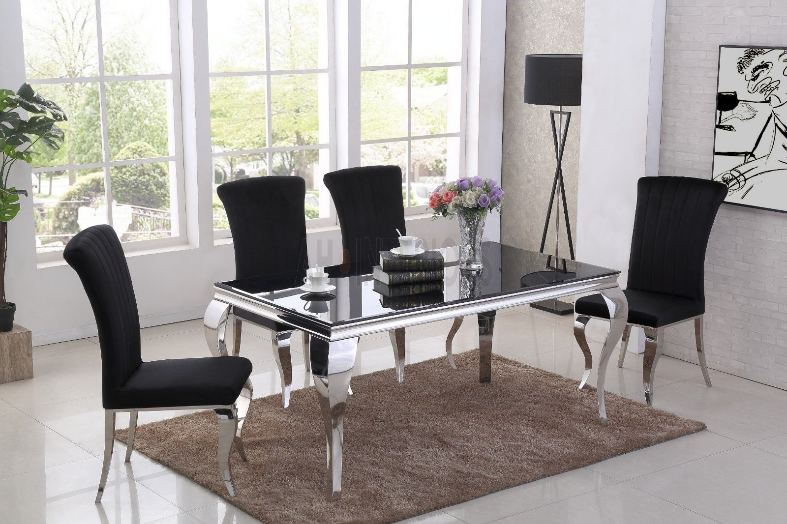 Louis 15m Tempered Glass Top Dining Table Set With Liyana intended for measurements 1600 X 1066