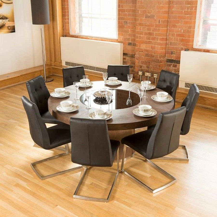 Luxury Large Round Elm Dining Table Lazy Susan 8 Chairs inside measurements 900 X 900