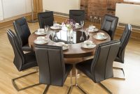 Luxury Large Round Walnut Dining Table Lazy Susan8 Vintage Blk Chairs within proportions 900 X 900