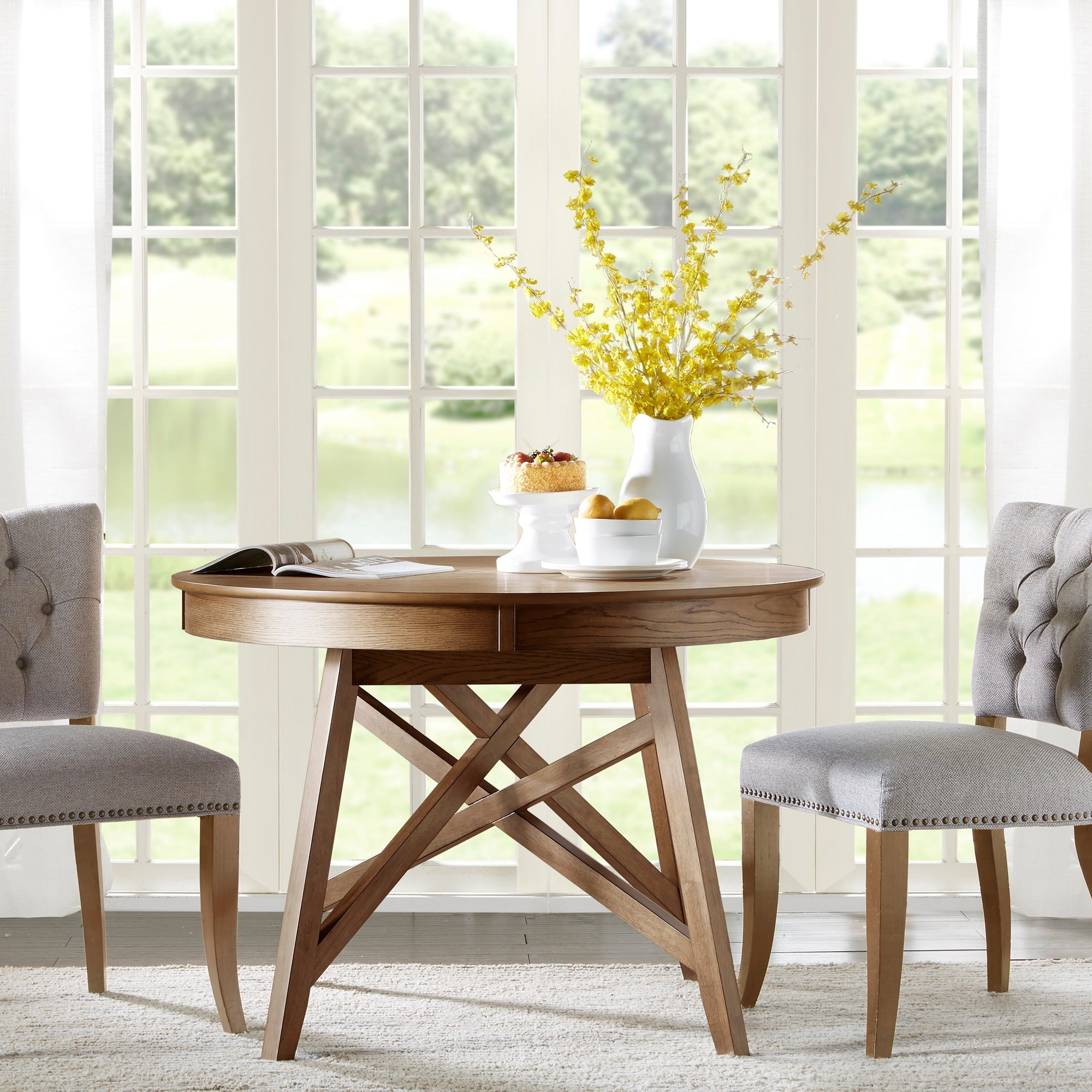 Madison Park Kimball Natural Oak Round Dining Table Natural Oak Dia45 X 30h intended for proportions 2000 X 2000