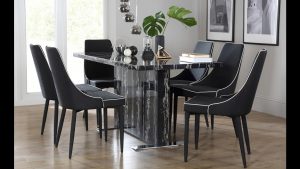 Magnus Black Marble Dining Table With 6 Perth Black Leather inside proportions 1280 X 720