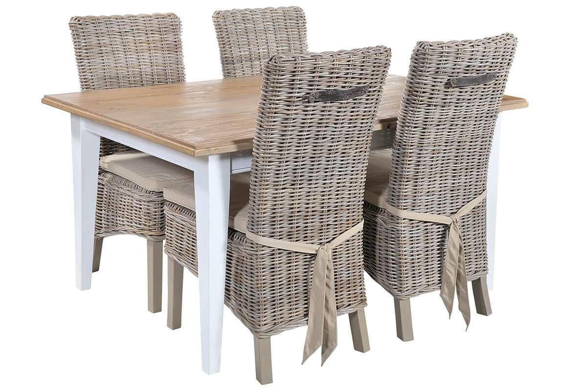 Maya Grey Wash Rattan Dining Chair With Cushion in sizing 1200 X 800