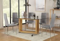 Mayfair Oak And Glass Dining Table With 4 Leon Light Grey Leather Chairs in dimensions 2000 X 1240