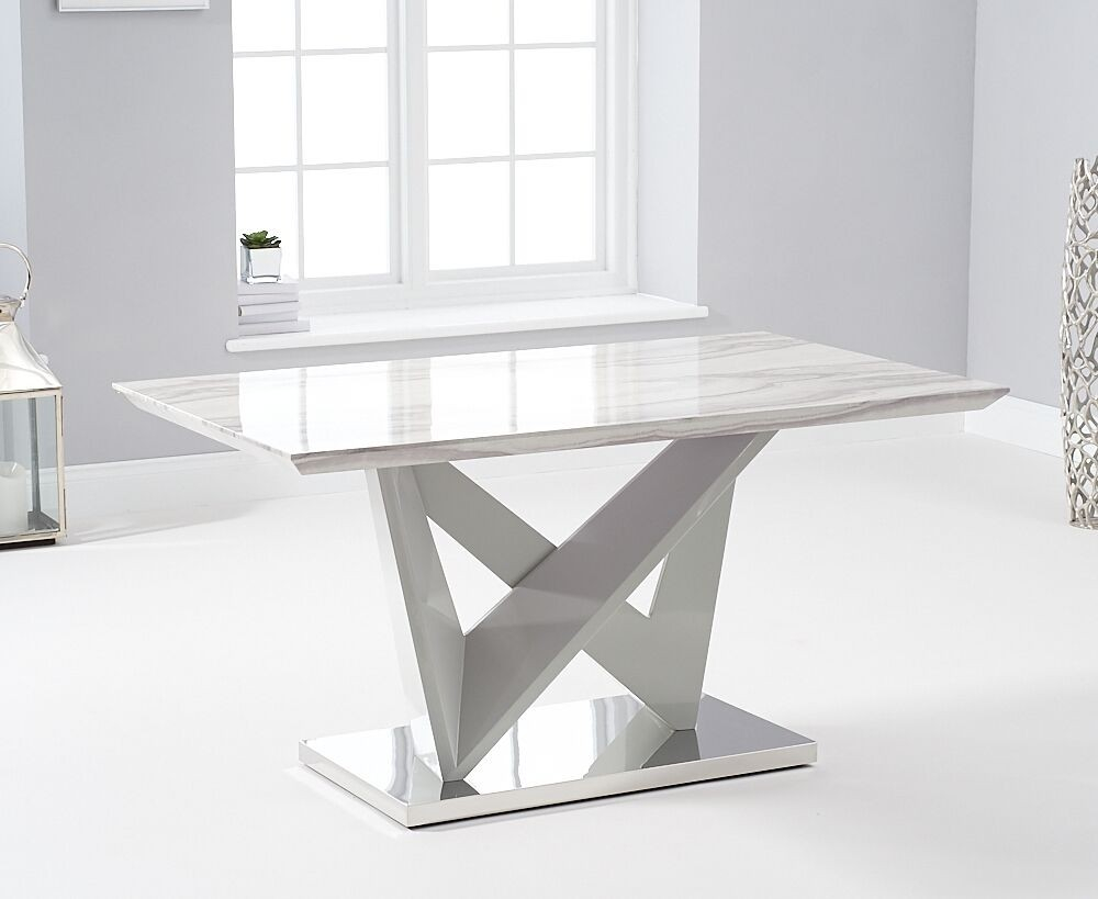 Misha Marble And Grey Gloss Dining Table 150cm with dimensions 1000 X 819