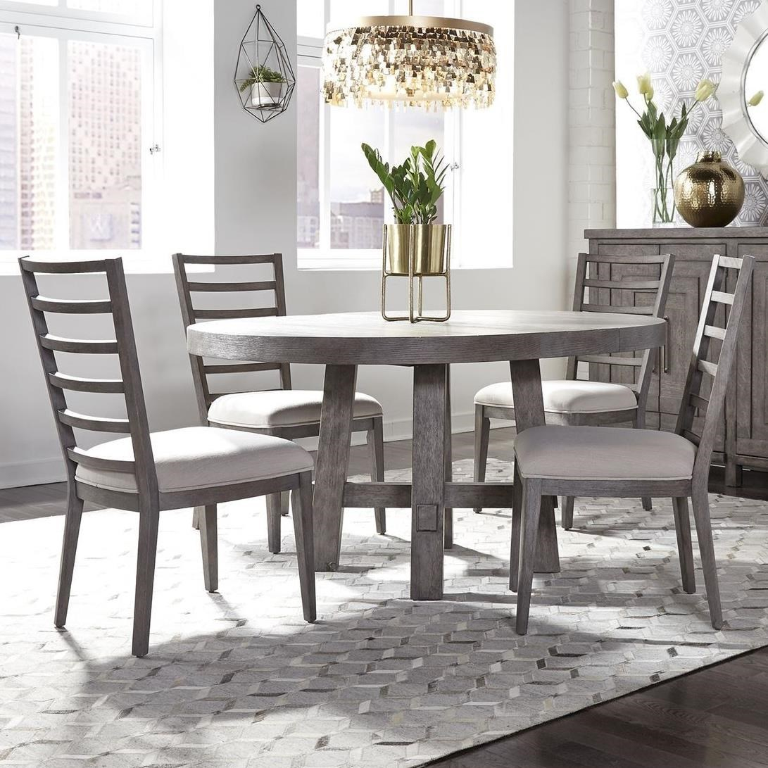 Modern Farmhouse 5 Piece Round Table And Chair Set with regard to size 1091 X 1091