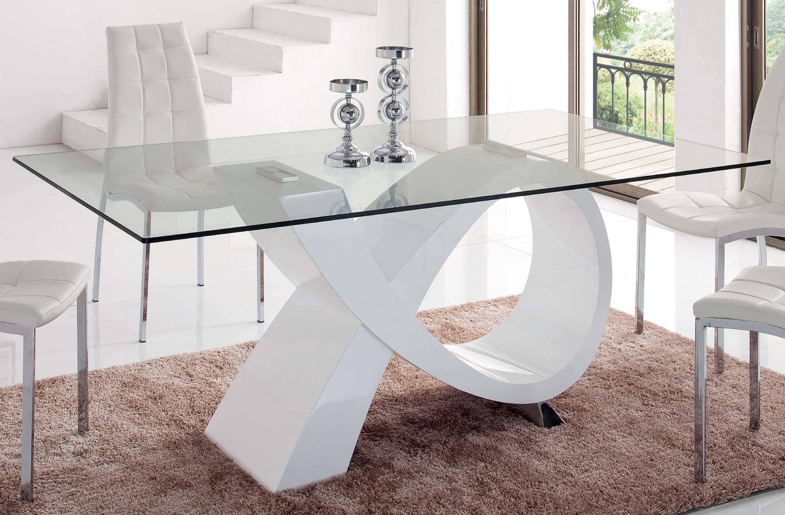 Modern Rectangular Glass Top High Gloss Finish White Dining with regard to measurements 2976 X 1955