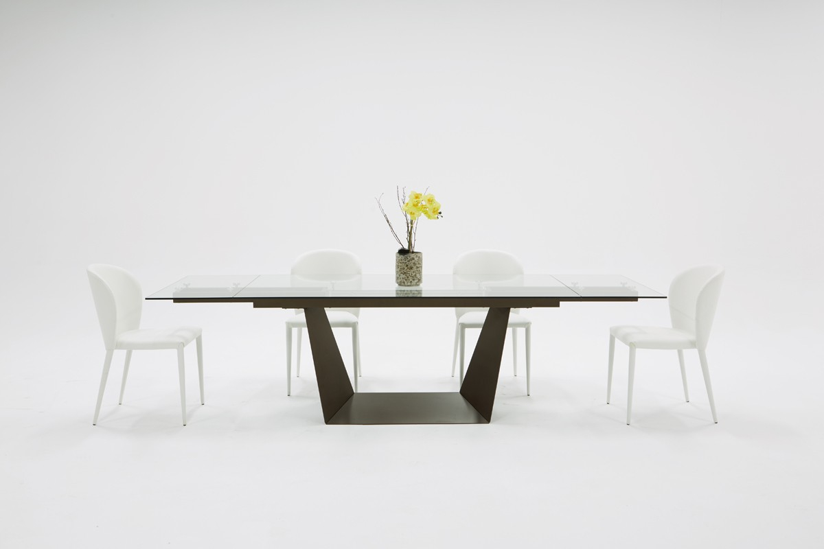Modrest Bronwin Modern Glass Extendable Dining Table in proportions 1200 X 800