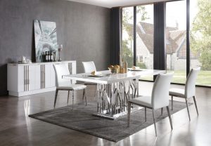 Modrest Marston Modern White Marble Stainless Steel Dining inside sizing 1153 X 800