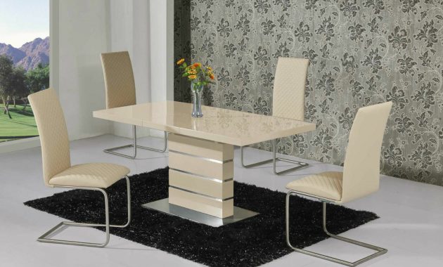 Monte Carlo Cream Ext 120 160cm High Gloss Dining Table Set Dining Chairs for measurements 1600 X 1066