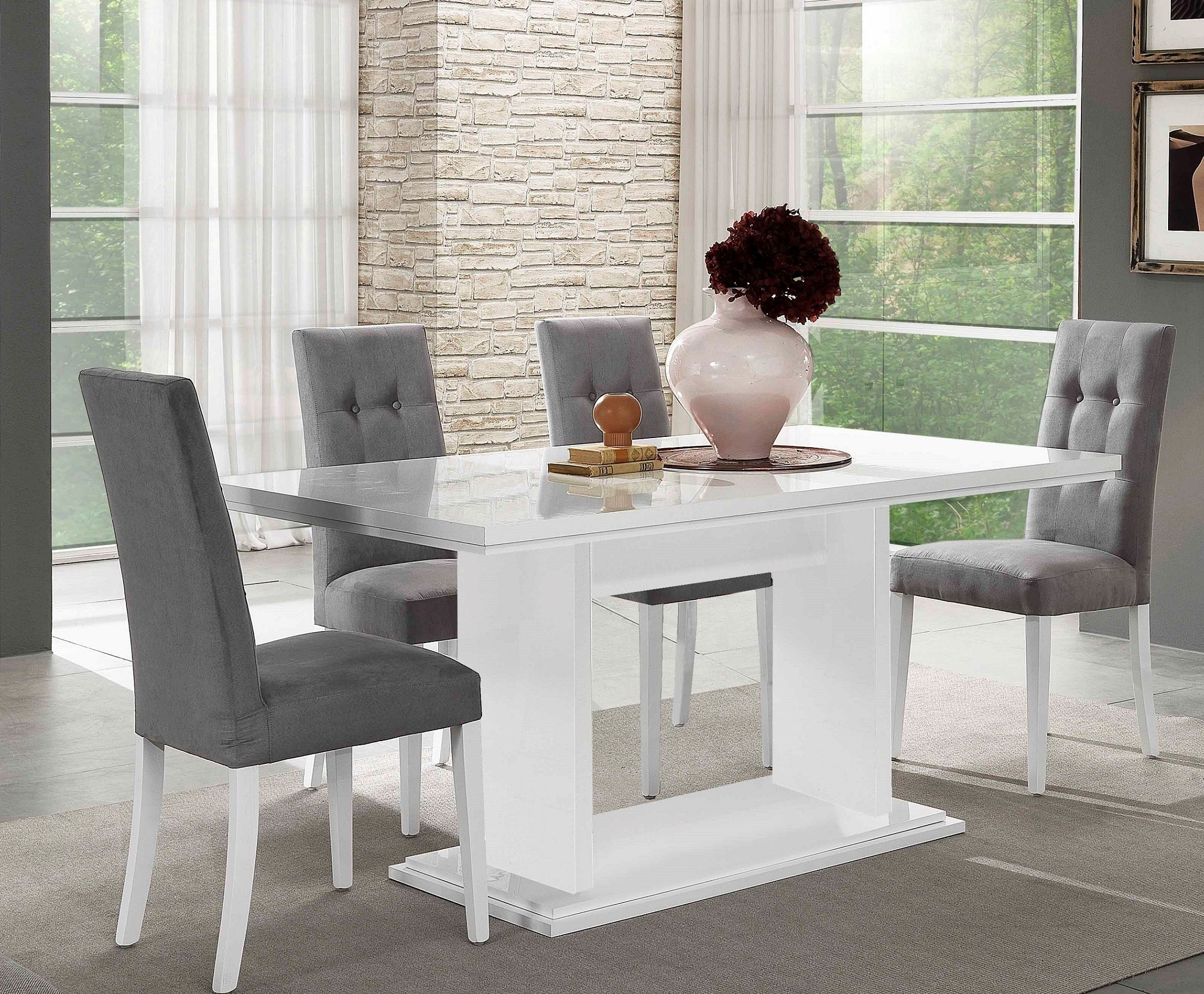 Nadine Italian White High Gloss 160cm Dining Table with regard to size 2113 X 1745