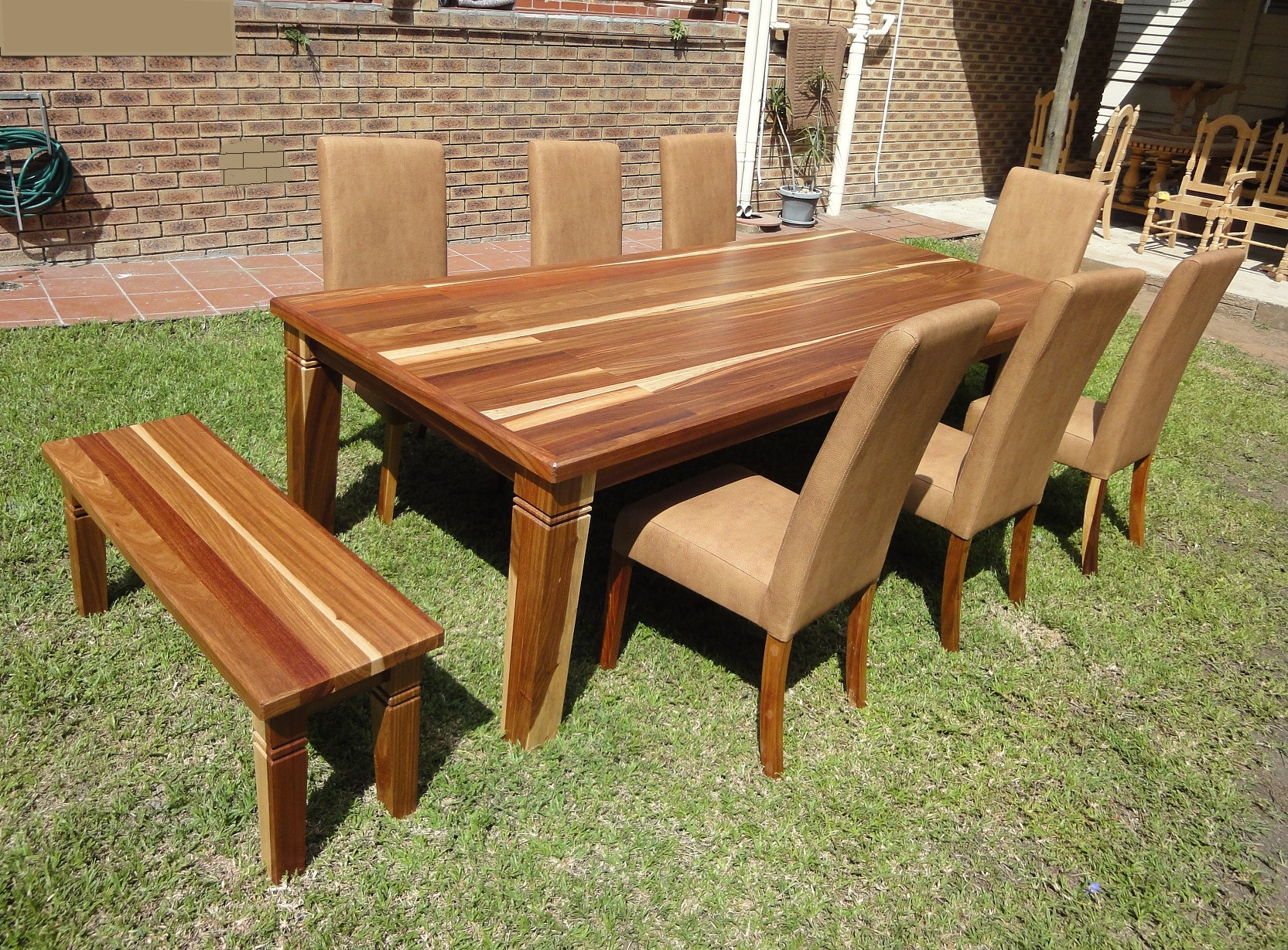 Nanda Kiaat Exotic African Hardwood Dining Room Set intended for measurements 1665 X 1229