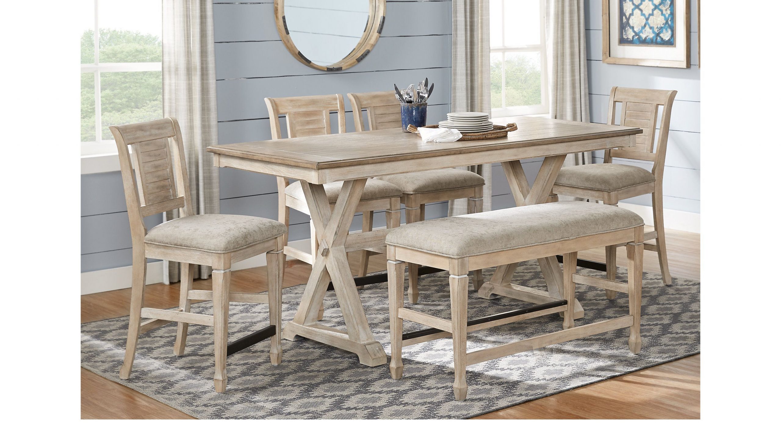 Nantucket Breeze Bisque 3 Pc Counter Height Dining Room in size 3000 X 1663