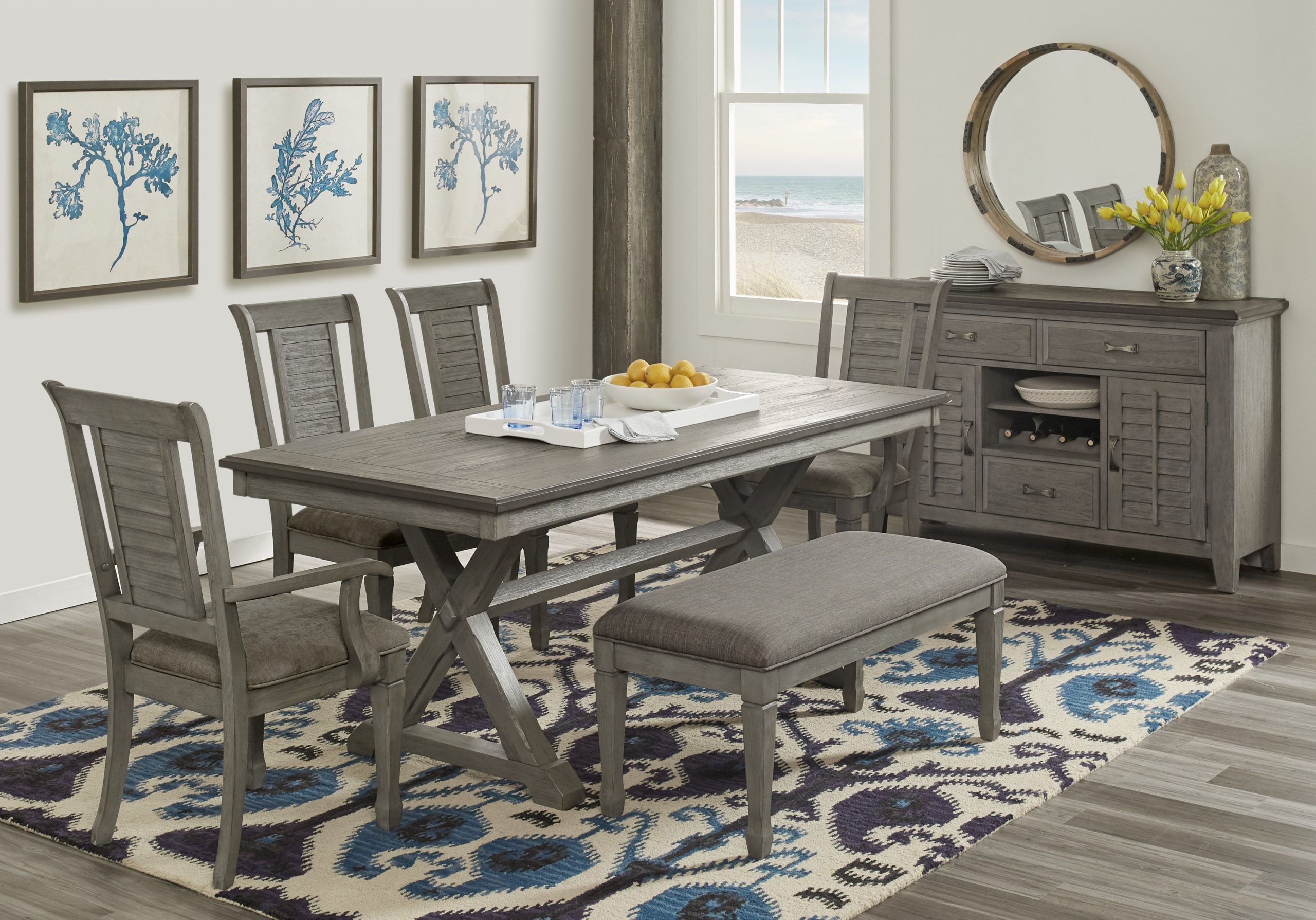 Nantucket Breeze Gray 3 Pc Dining Room Dining Room Sets inside measurements 3385 X 2366