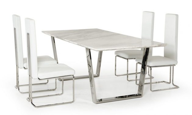 Natural White Marble Top And Chrome Legs Dining Table with regard to measurements 1200 X 804