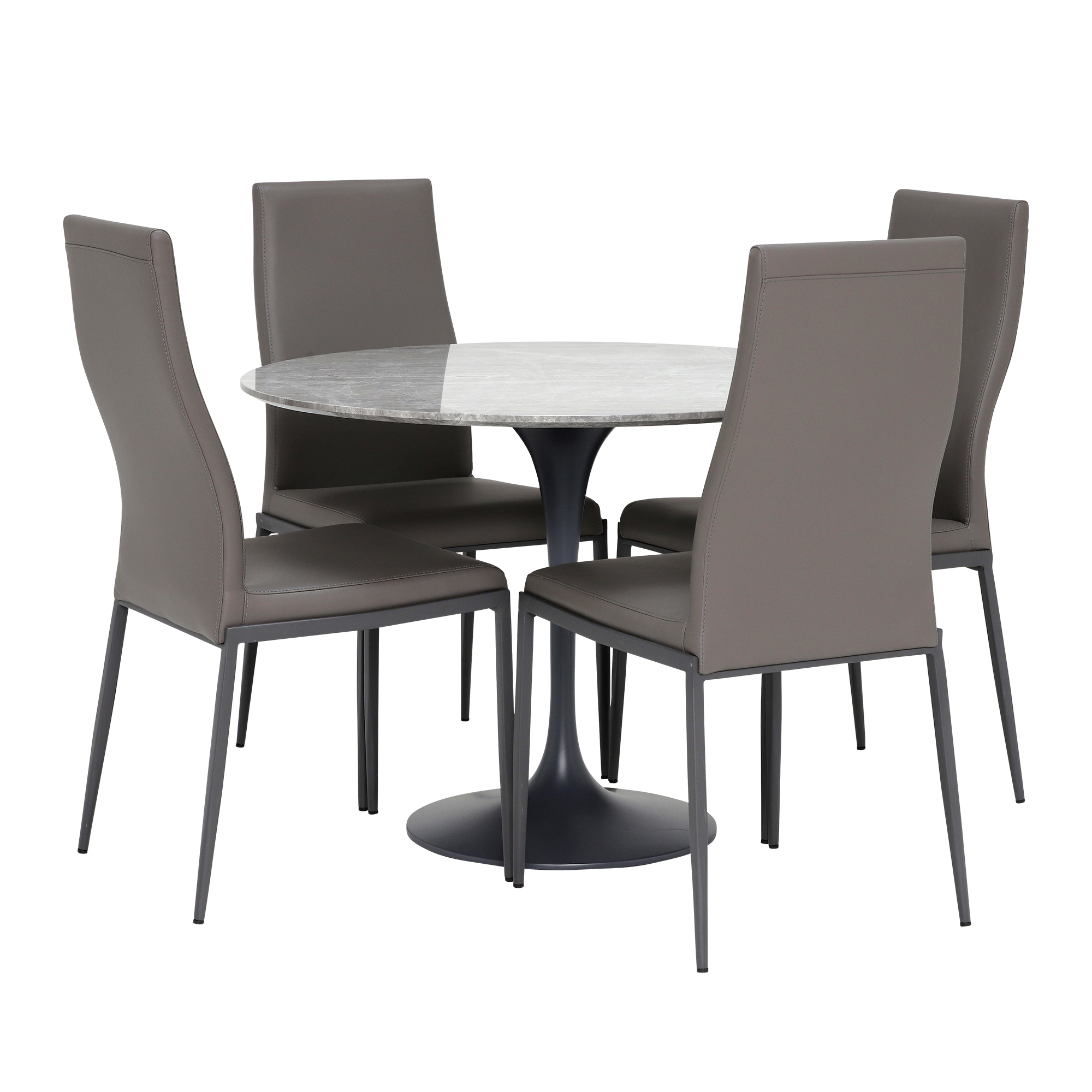 Nell Round Marble Dining Table 4 Grey Chairs Barker Stonehouse pertaining to dimensions 2000 X 2000