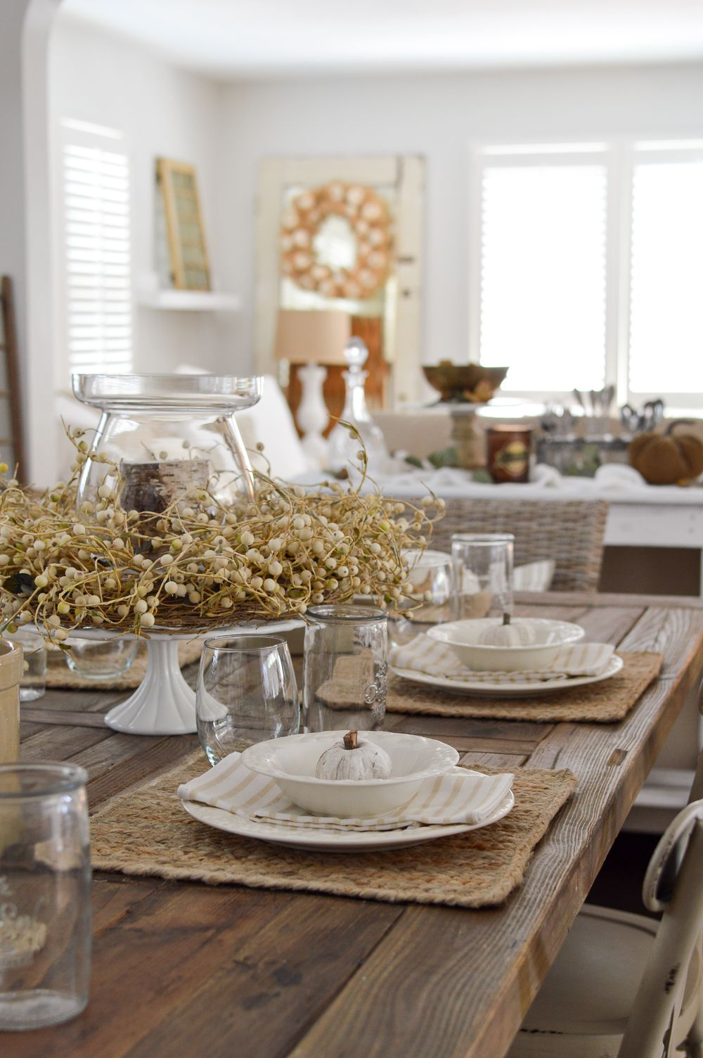 Neutral Farmhouse Fall Dining Room Decorating Ideas inside size 1000 X 1504