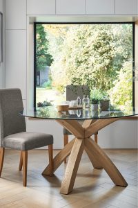 Next Oak Glass Round Dining Table Brown In 2020 Glass intended for proportions 1800 X 2700