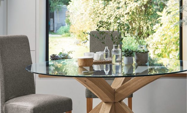 Next Oak Glass Round Dining Table Brown In 2020 Glass intended for proportions 1800 X 2700