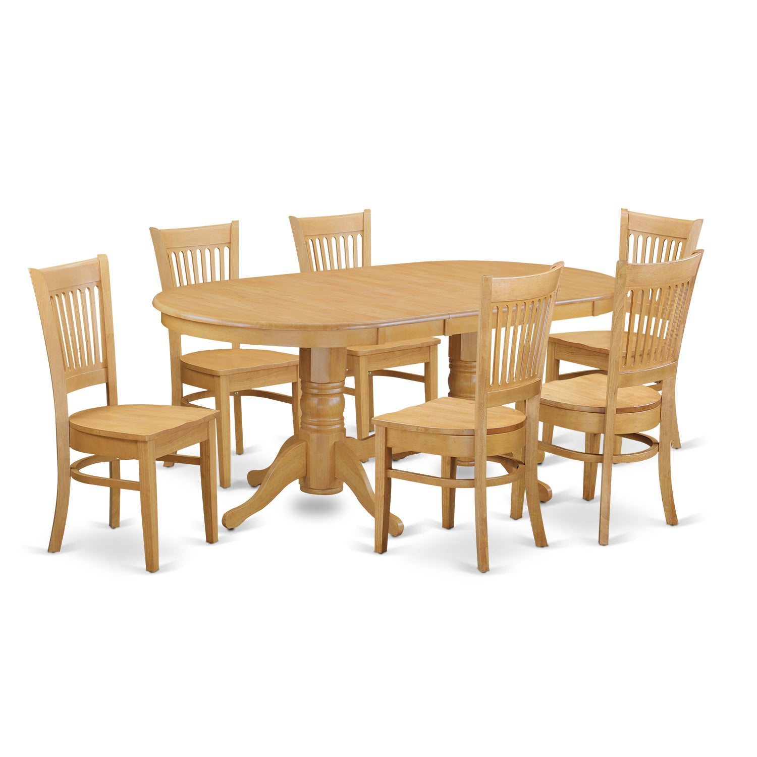 Oak Finish Rubberwood Dining Table With Leaf And 6 Chairs in dimensions 1500 X 1500