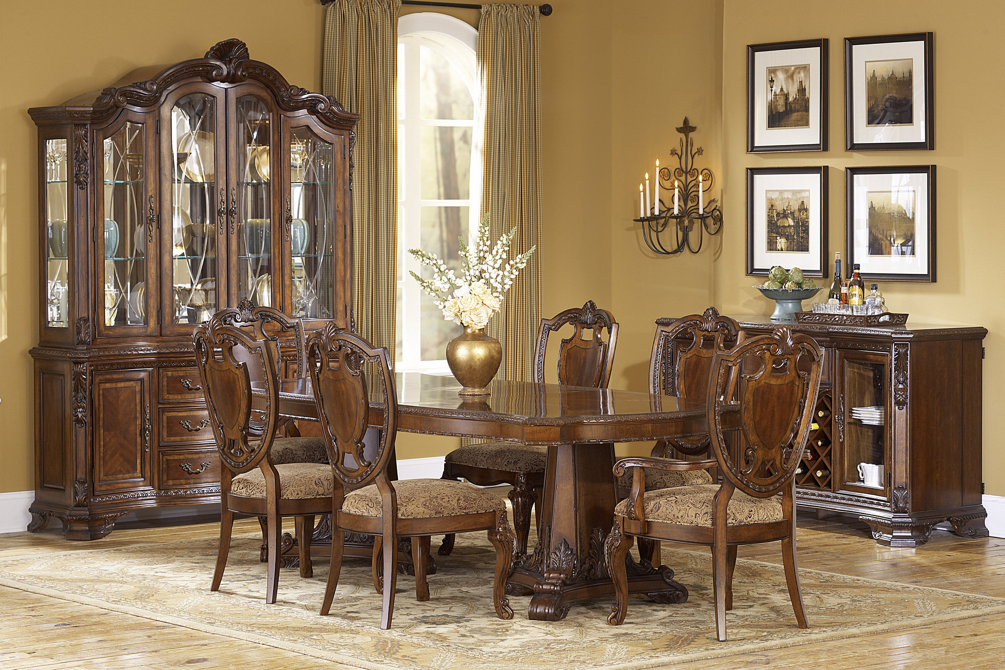 Old World Formal Double Pedestal Table Dining Room in sizing 2046 X 1363