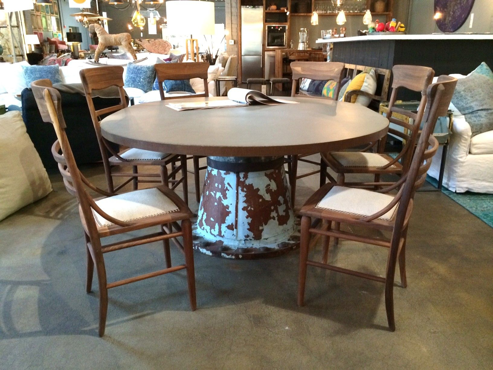 One Of A Kind Dining Table Zinc Top Studley Dining Chairs inside proportions 1632 X 1224