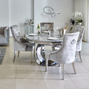 Oracle 130cm Round Grey Marble Dining Table 4 Parker Grey pertaining to dimensions 1800 X 1800