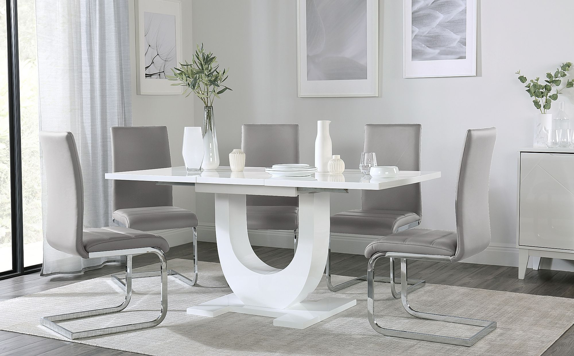 Oslo White High Gloss Extending Dining Table With 4 Perth in size 2000 X 1240
