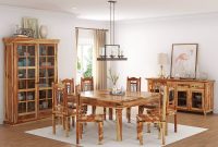 Peoria Rustic Solid Wood 11 Piece Square Dining Room Set within size 1200 X 1200