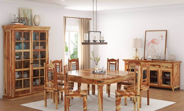 Peoria Rustic Solid Wood 11 Piece Square Dining Room Set within size 1200 X 1200