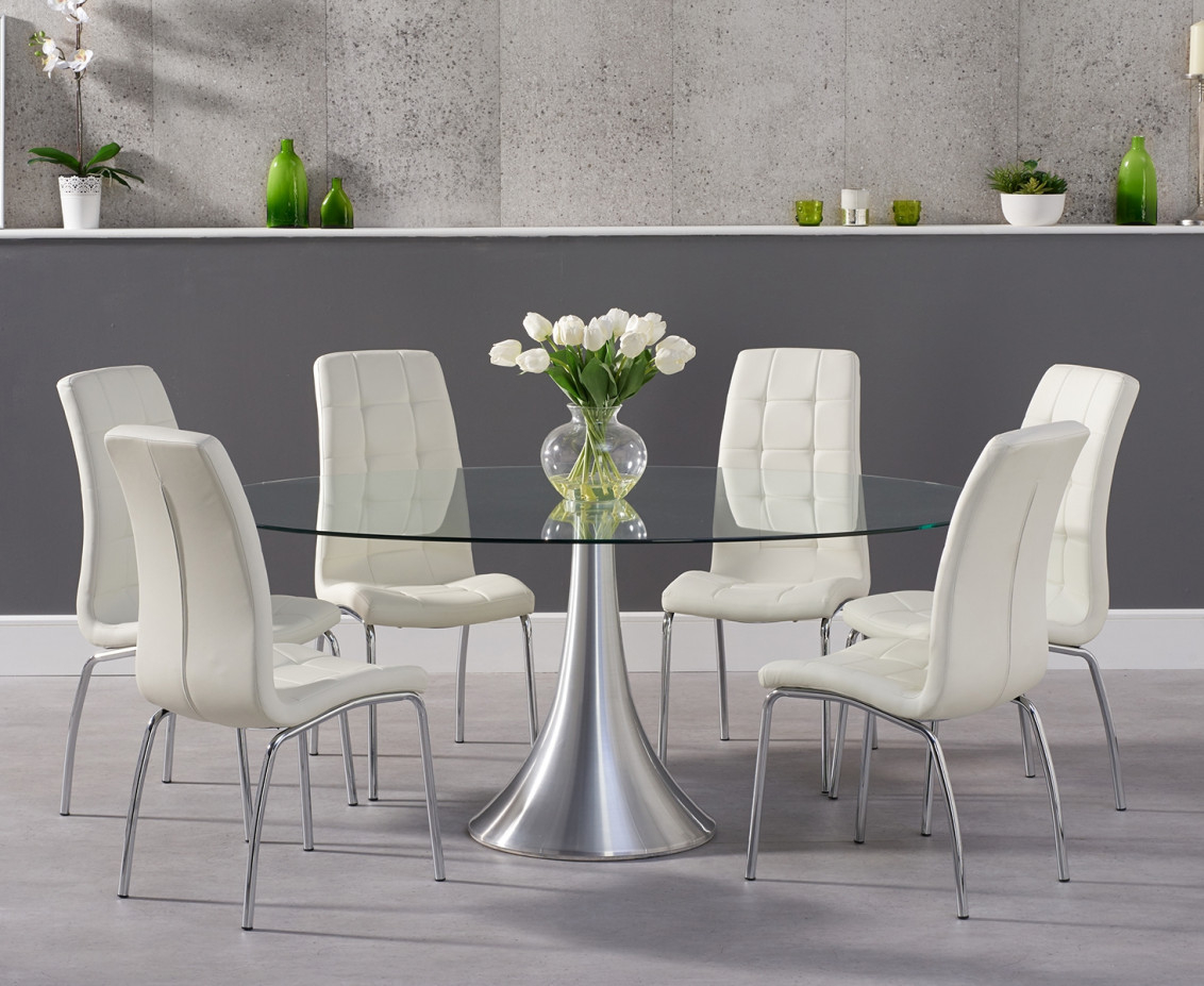 Petra 180cm Oval Glass Dining Table With Calgary Chairs with dimensions 1132 X 927
